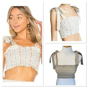 NEW Petersyn x Revolve Nola Striped Sonma Gray‎ Tank Top Women Size XS Smocked